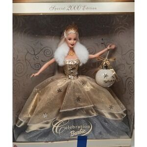 Mattel Celebration Barbie Doll 2000 Special Edition Gold Gown NIB 28269